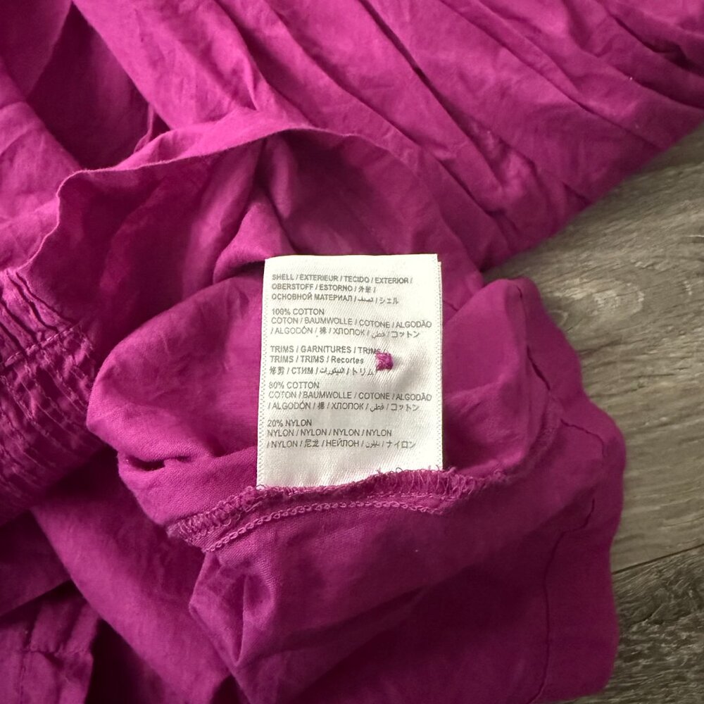 Farm Rio Anthropologie Kelsie Purple Cotton Lace Puff Sleeve Top Sz Large Blouse - Picture 10 of 10